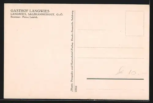 AK Ebensee am Traunsee, Gasthof Langwies, Besitzer Peter Leirich