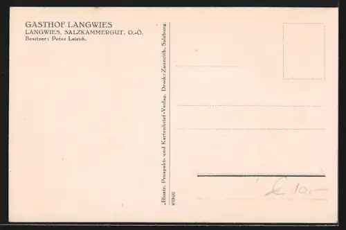 AK Ebensee am Traunsee, Gasthof Langwies, Besitzer Peter Leirich