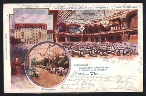 Lithographie Wien, Gastwirtschaft St. Annahof, Concert Saal