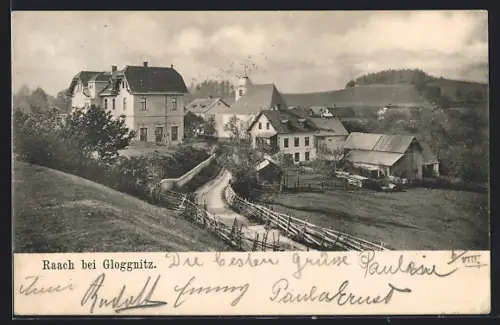AK Raach am Hochgebirge, Ortspartie mit Kirche