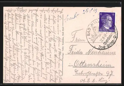 AK Bad Hall /Oberdonau, Café Grillparzer mit Vorplatz