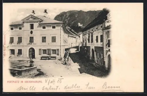 AK Oberdrauburg, Postplatz mit Gasthof Post