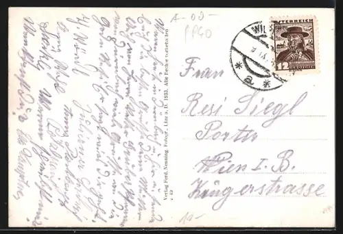 AK Wilhering bei Linz, Gasthof Pichler, Gastgarten, Kloster