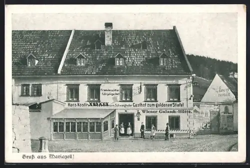 AK Mariazell, Gasthof Goldener Stiefel, Neustädterstrasse 88