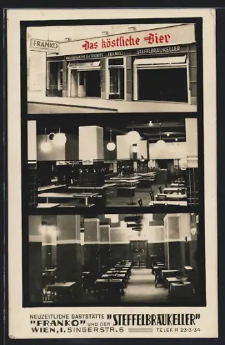 AK Wien, Gasthaus Franko und der Steffelbräukeller, Singerstrasse 6