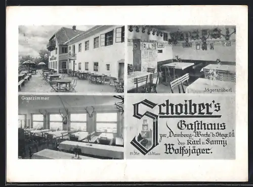 AK St. Ulrich bei Steyr, Damberg-Warte, Schoibers Gasthaus, Jägerstüberl