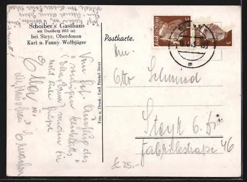 AK St. Ulrich bei Steyr, Damberg-Warte, Schoibers Gasthaus, Jägerstüberl