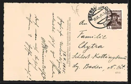 AK Stratzing /N.-Ö., Strassenpartie mit Kirche, Fliegeraufnahme