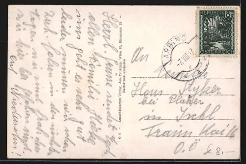 Künstler-AK Arbing /Ob. Oest., Teilansicht mit Strassenpartie