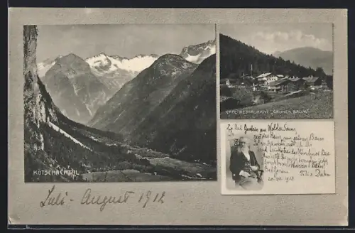 AK Bad Gastein, Cafe-Restaurant Grüner Baum im Kötschachtal, Porträt Felix Dahn