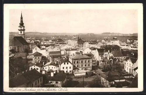 AK Ried i. Innkreis, Blick über die Dächer mit Kirche
