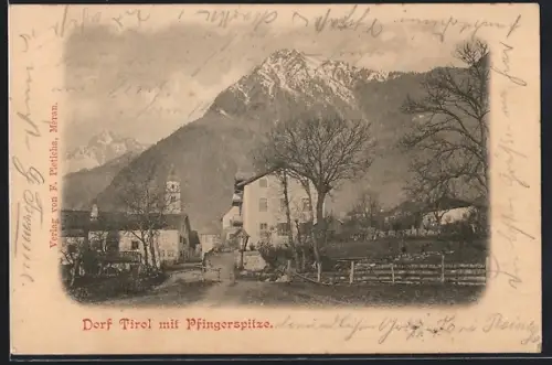 AK Dorf Tirol, Strassenpartie mit Pfingerspitze