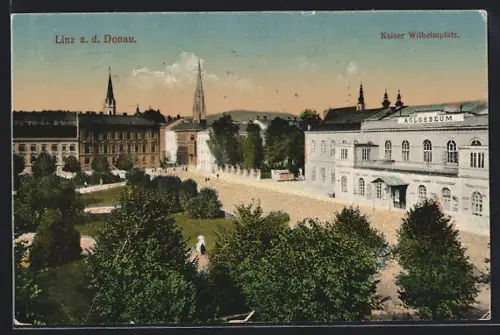 AK Linz a. d. Donau, Kaiser Wilhelmplatz mit Kolosseum