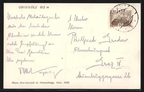 AK Oberwölz, Totalansicht aus der Vogelschau