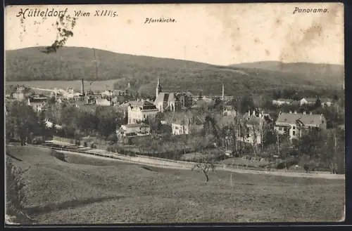 AK Wien-Hütteldorf, Ortspartie mit Pfarrkirche