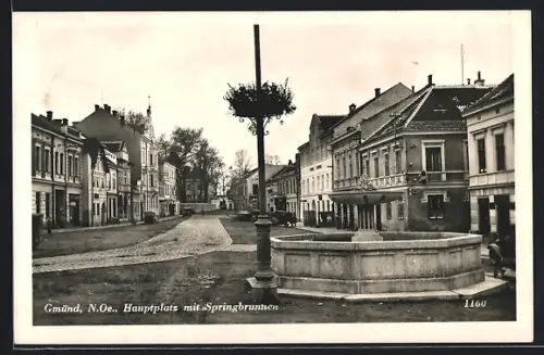 AK Gmünd, platz mit Springbrunnen