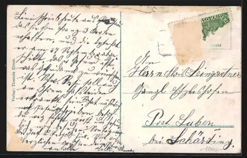 AK Taufkirchen a. P., Uferpartie mit Kirche