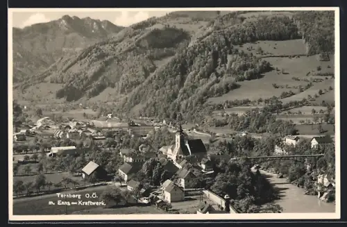 AK Ternberg, Ortspartie mit Kirche und Kraftwerk