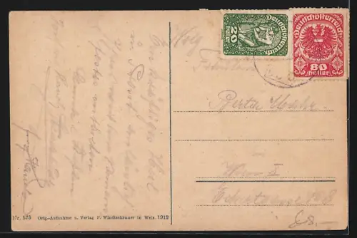 AK Wallern an der Trattnach, Teilansicht mit Kirchen