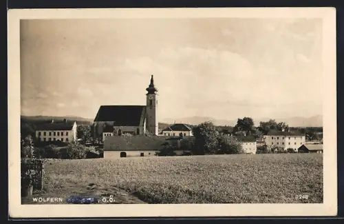 AK Wolfern /O. Ö., Ortspartie mit Kirche