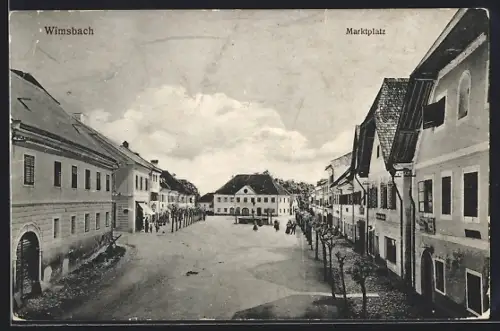 AK Wimsbach, Marktplatz mit Geschäften