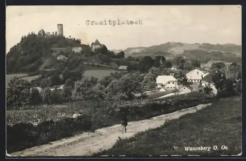 AK Waxenberg im Mühlkreis, Ortsansicht mit Burgruine