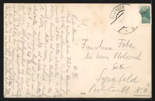 AK Waxenberg im Mühlkreis, Ortsansicht mit Burgruine