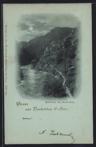 Mondschein-AK Neufelden /O.-Öst., Mühlthal