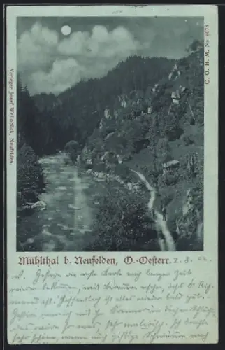 Mondschein-AK Neufelden /O.-Oesterr., Mühlthal