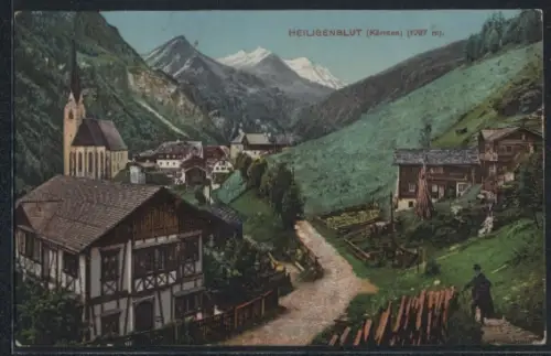 AK Heiligenblut /Kärnten, Strassenpartie mit Kirche