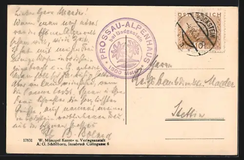 AK Bad Gastein, Gasthaus Alpenhaus Prossau im Kötschachtal