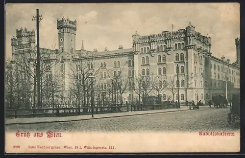 AK Wien, Rudolfskaserne mit Strassenpartie