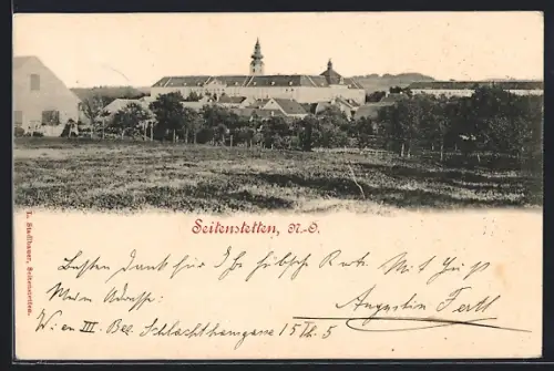 AK Seitenstetten /N.-Ö., Ortsansicht mit dem Stift