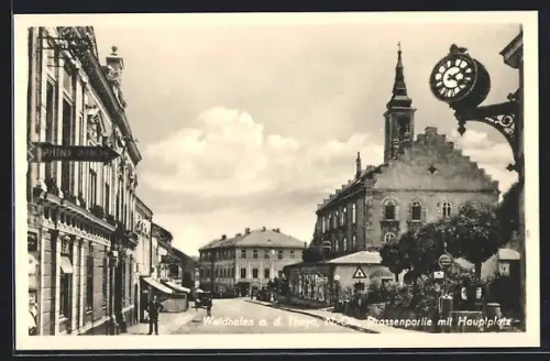 AK Waidhofen a. d. Thaya, Strassenpartie mit Hauptplatz