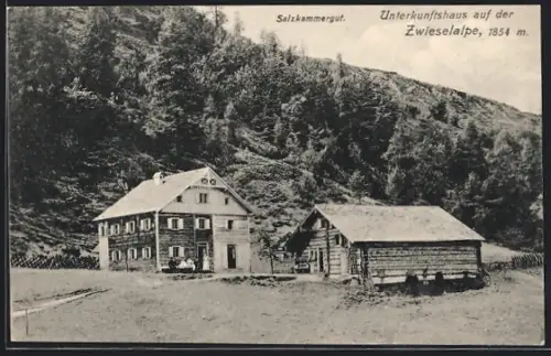 AK Gosau, Zwieselalpe, Blick auf das Unterkunftshaus
