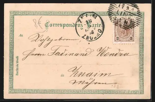 AK Linz a. D., Promenade mit Sparkassa-Gebäude