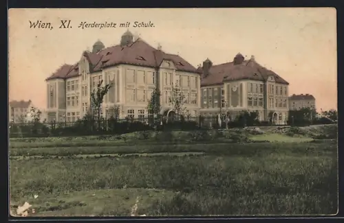 AK Wien, Herderplatz mit Schule