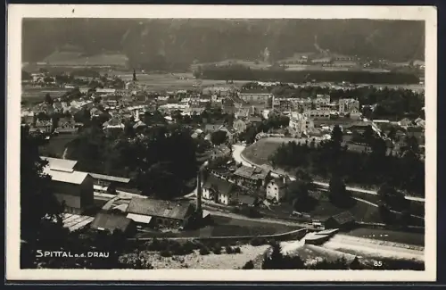 AK Spittal a. d. Drau, Ortsansicht aus erhöhter Posotion