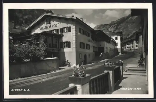 AK Stuben a. A., Strassenpartie mit Gasthof Post