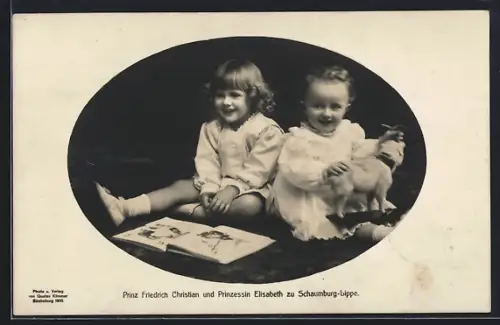 AK Prinz Friedrich Christian & Prinzessin Elisabeth zu Schaumburg-Lippe als Kinder