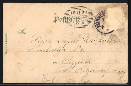 Lithographie Korneuburg, Albrecht-Kaserne, Kriegs- und Eifelbrücke, Rathaus