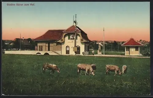 AK Büren zum Hof, Bahnhof der Solothurn-Bern-Bahn