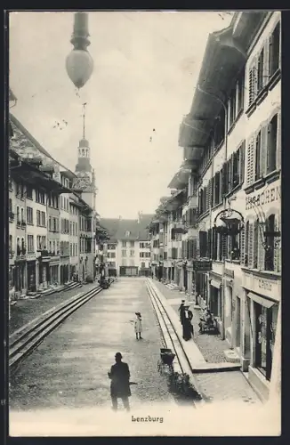 AK Lenzburg, Strassenpartie mit Consum Lenzburg