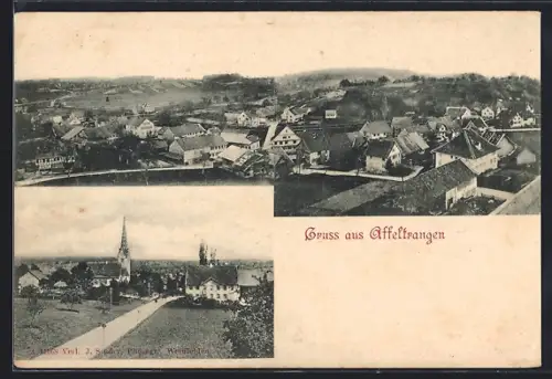 AK Affeltrangen, Ortsansicht aus der Vogelschau, Blick auf die Kirche