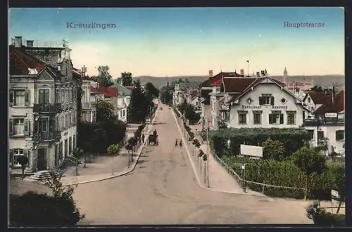 AK Kreuzlingen, Hauptstrasse mit Hotel Rebstock