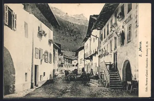 AK St. Maria im Münstertal, Partie im Ort mit Gasthaus Weisses Kreuz