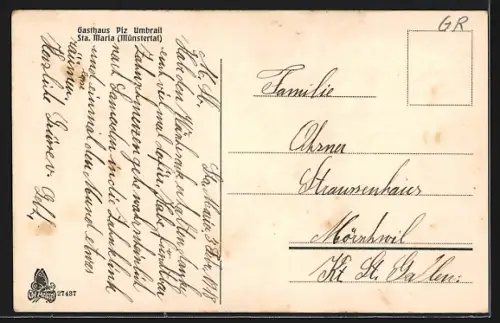 AK Sta. Maria /Münstertal, Gasthaus Piz Umbrail