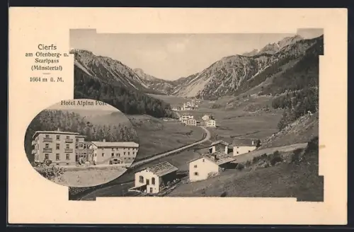 AK Cierfs, Hotel Alpina Post, Blick ins Tal