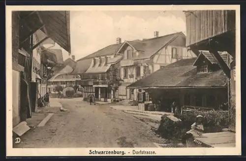 AK Schwarzenburg, Dorfstrasse mit Wohnhäusern