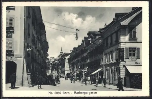 AK Bern, Aarbergergasse mit Hotel und Café Ruof am Waisenhausplatz